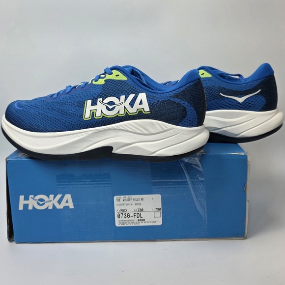 NEW HOKA Men's Rincon 4 Running Shoe Electric Cobalt/Varsity Navy 9.5D Box Torn